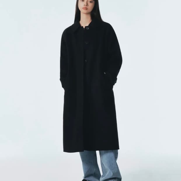 시티브리즈 벨티드 핸드메이드 롱 코트 블랙