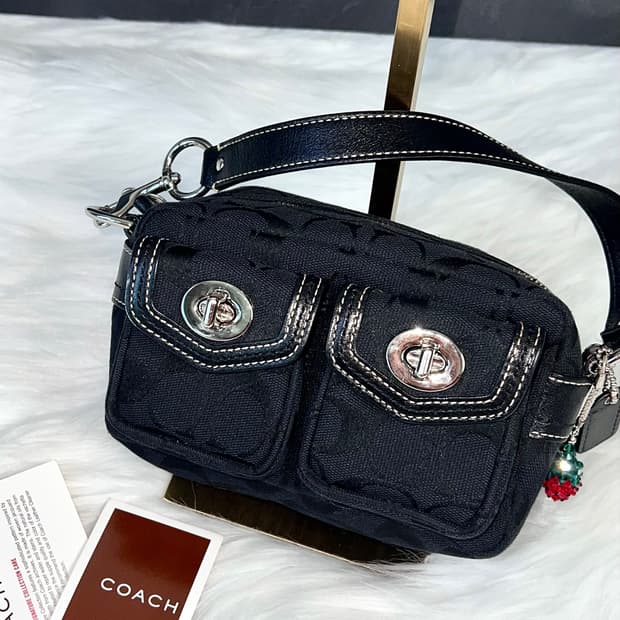 Coach Black Swan Signature Double Pocket