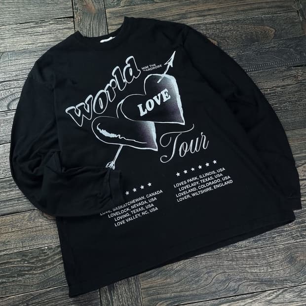 [밈더워드로브] 그래픽 프린팅 오버사이즈 롱슬리브 긴팔티 M18202