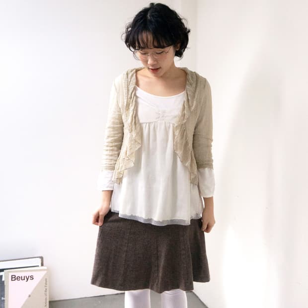 풀잎 레이어드 시스루 가디건