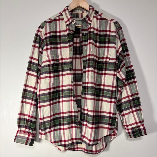 90s 에디바우어 빈티지 플란넬 체크 셔츠