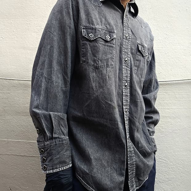 빔즈 웨스턴 스타일 데님 셔츠 블랙 L사이즈