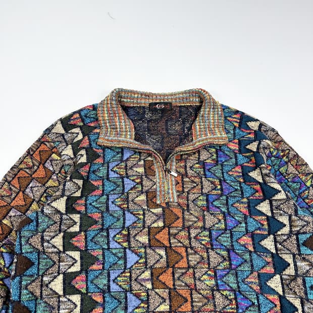 VTG 빈티지 노르딕 패턴 반집업 니트 (M)