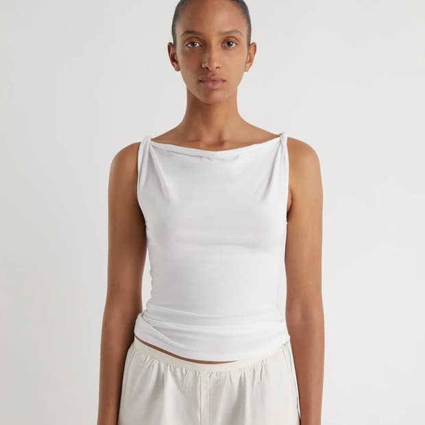 [XS,S,M,L]팔로마울 Simp 슬리브리스 탑/화이트