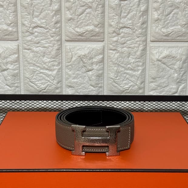 [95] 새상품 에르메스 H 벨트 브러운 블랙 리버시블 양면 벨트