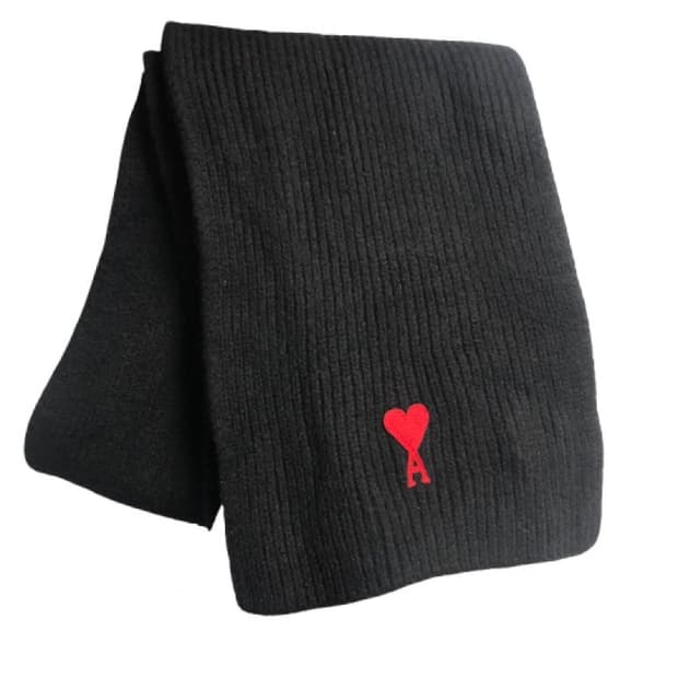 아미 블랙 하트 로고 울 머플러,목도리