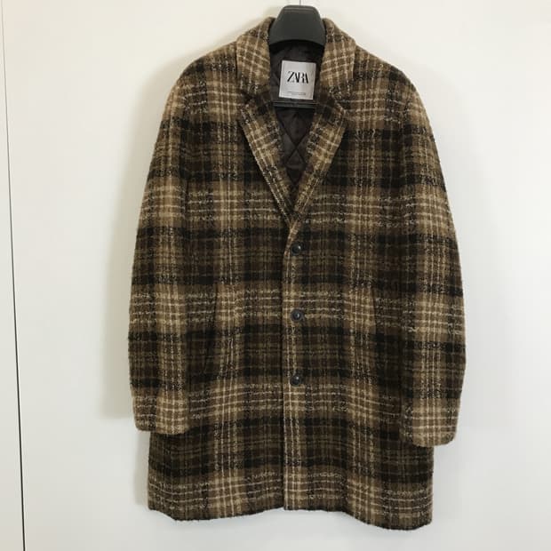 자라 패딩안감 체크 모직코트 [남성XL사이즈]