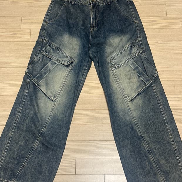 도메스틱 사선 루이 워싱 데님