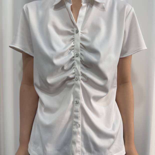 white shirring shirt