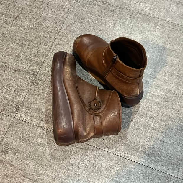 하구미아메카지 가죽플라워부츠 빈티지슈즈