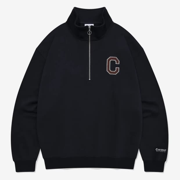 [새상품] 커버낫 C 로고 하프 집업 맨투맨 네이비 M