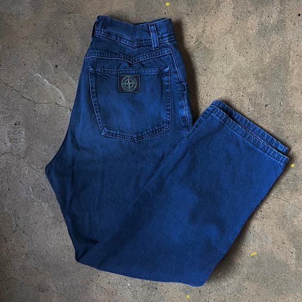 [28]80s 스톤아일랜드 아카이브 그린 엣지드 패치 데님