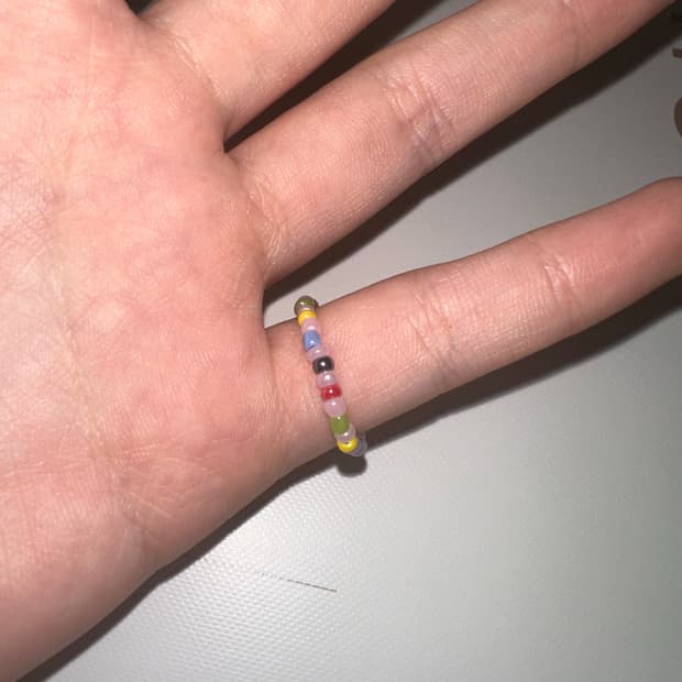 옥빛 원석st 비즈 반지 pink