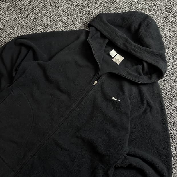 00s 나이키 올드스쿨 블랙 후드 후리스 자켓 1466