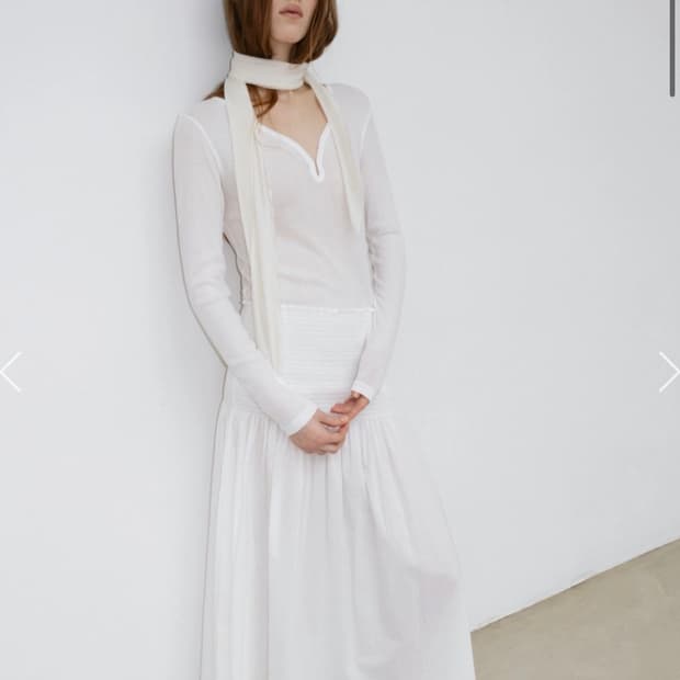 모노하 스커트 Cotton Draped Shirred Long Skirt