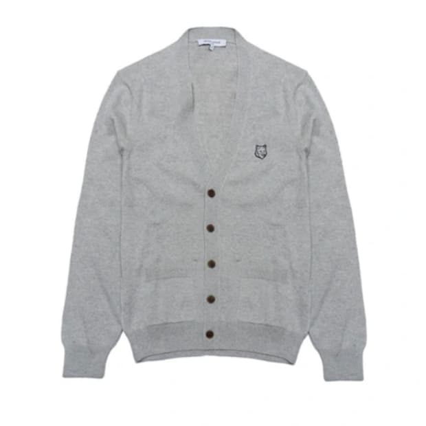 메종 키츠네 폭스 로고 가디건 그레이 L 남녀공용