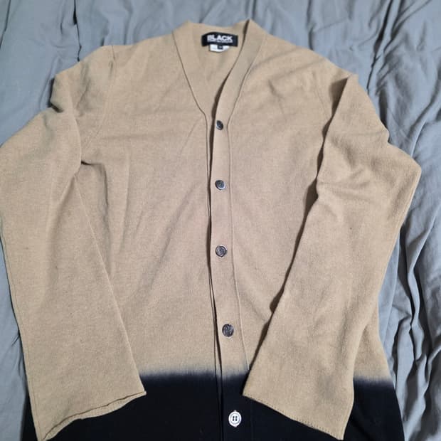 꼼데가르송 블랙 투톤 가디건 M