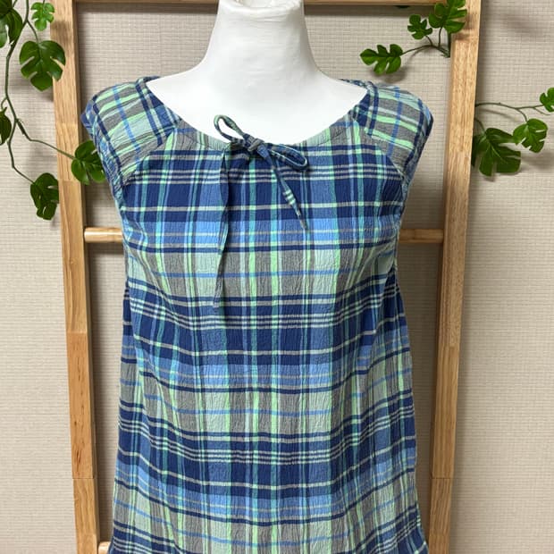 [Japan Vintage] 내추럴 체크 리본 나시🍃