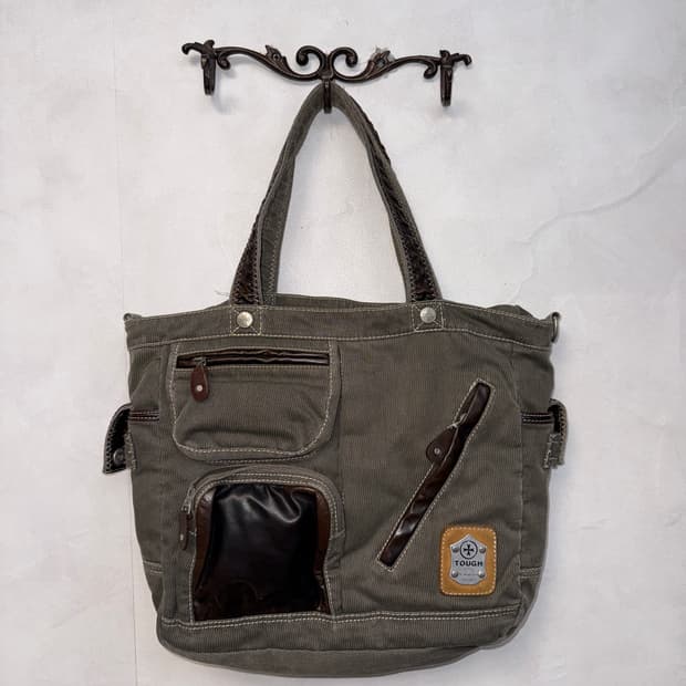 TOUGH jeansmith gray corduroy worker bag