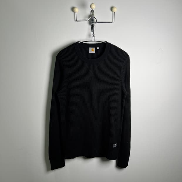 Carhartt 칼하트 블랙 골지 니트 스웨터 S