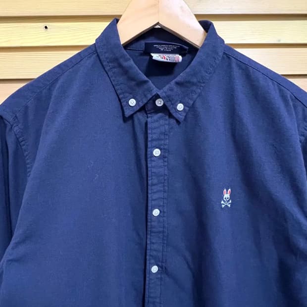 싸이코바니 남성 네이비 코튼셔츠