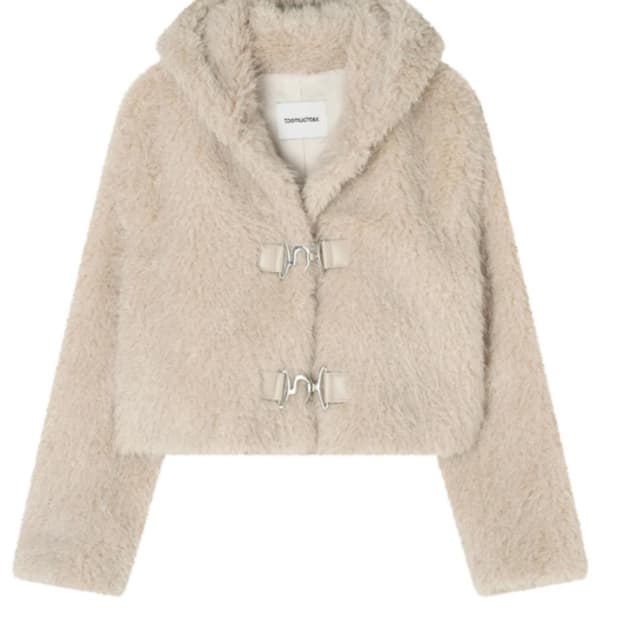 tmt faux fur cropped jacket (cream)