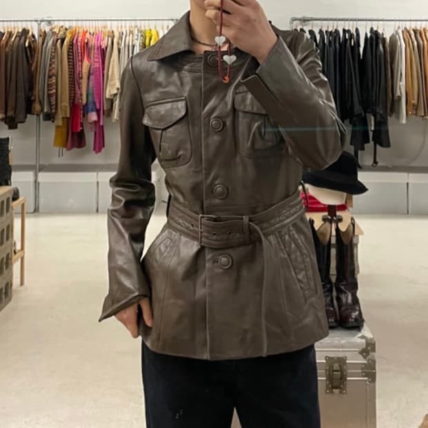 VTG 2way leather half coat 투웨이 가죽 하프코트