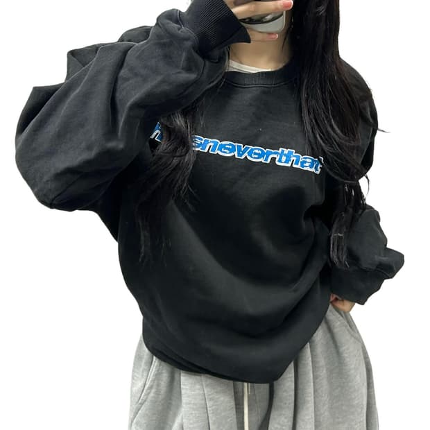 디스이즈네버뎃 T로고 블랙 스웨트셔츠 맨투맨(XL)