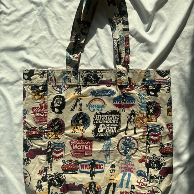 (초레어)히스테릭 글래머 아카이브 히스걸 로고 프린팅 토트백 가방