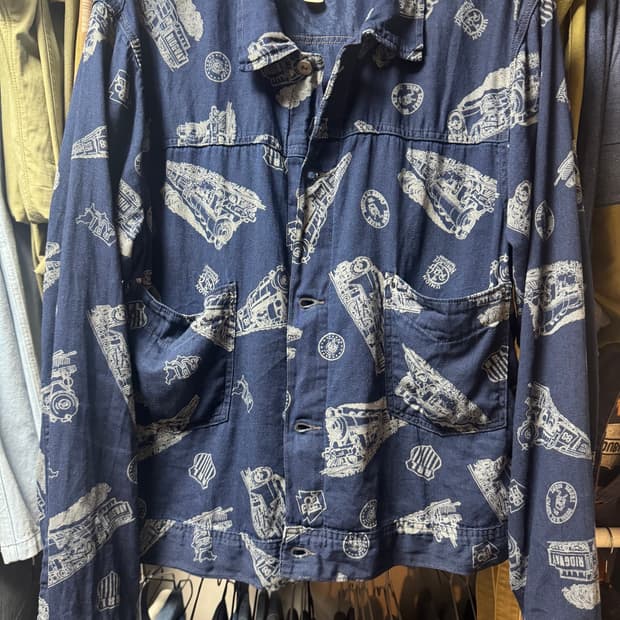 rrl 더블알엘 XL Indigo Railway Print Twill