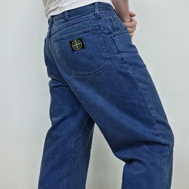 90s 스톤 아일랜드 그린 엣지 루즈 핏 청바지