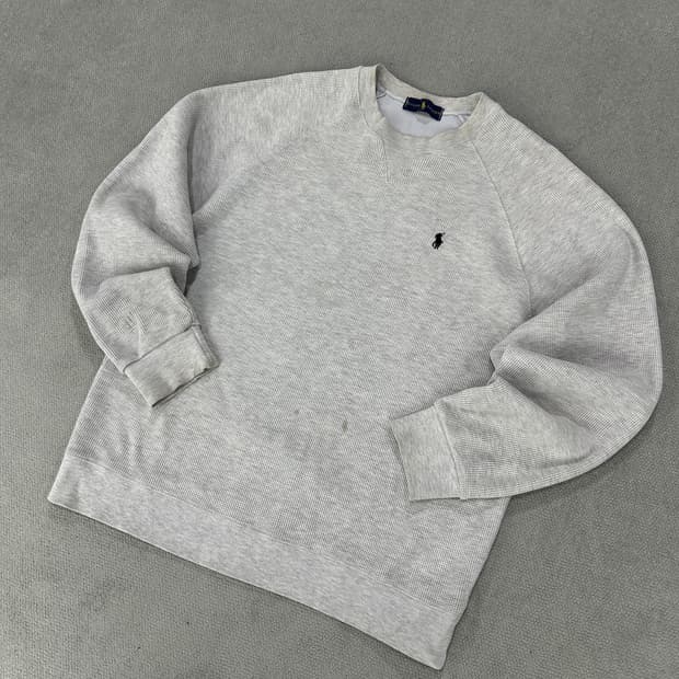 폴로 랄프로렌 와플 니트 맨투맨 회색 m