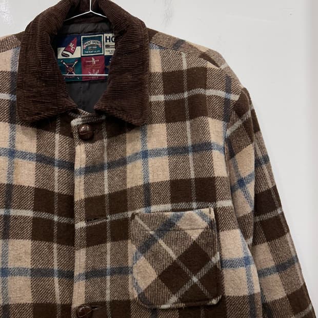 헌트 재팬빈티지 울 체크 퀼팅 하프자켓