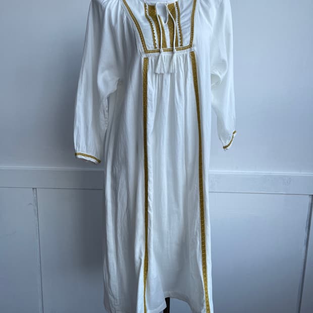 화이트 브라운 수술 블라우스 원피스