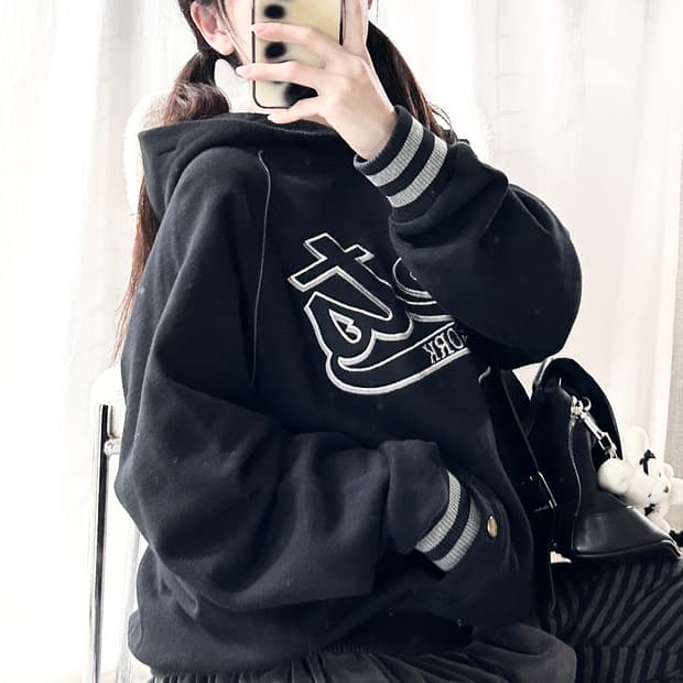 MLB 뉴욕메츠 실버로고 블랙 후드