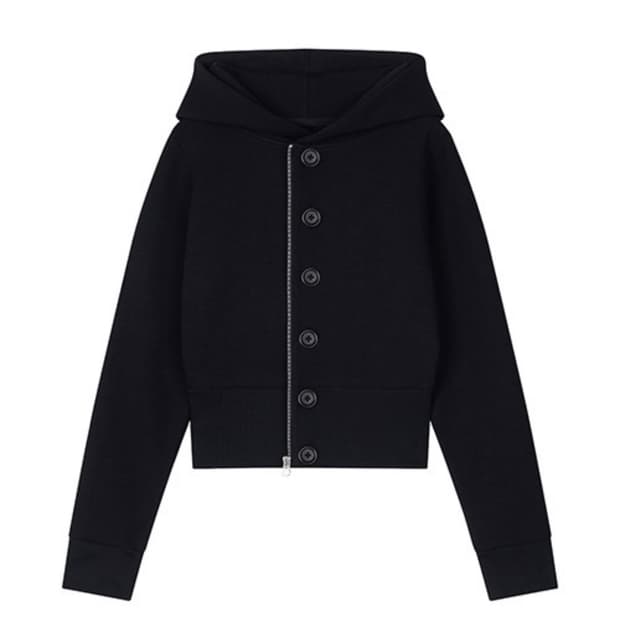 클라따 cladda 버튼 투웨이 후드 집업 블랙