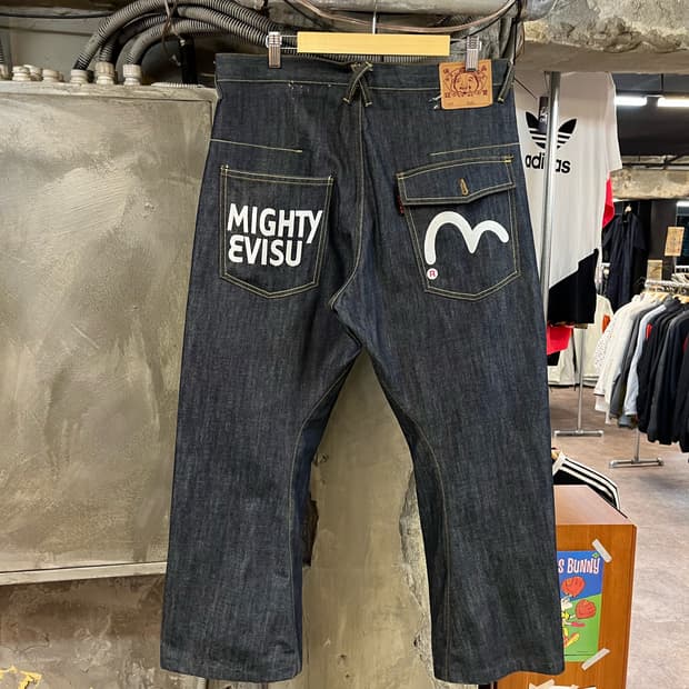 에비수 백프린팅 데님 팬츠 36  #csz1792