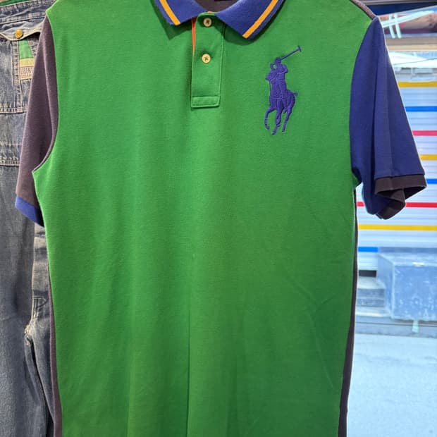 폴로 랄프로렌 네이비 빅포니 배색 카라티