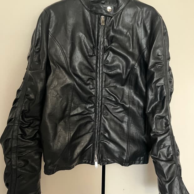 나체 블랙 레더 자켓 