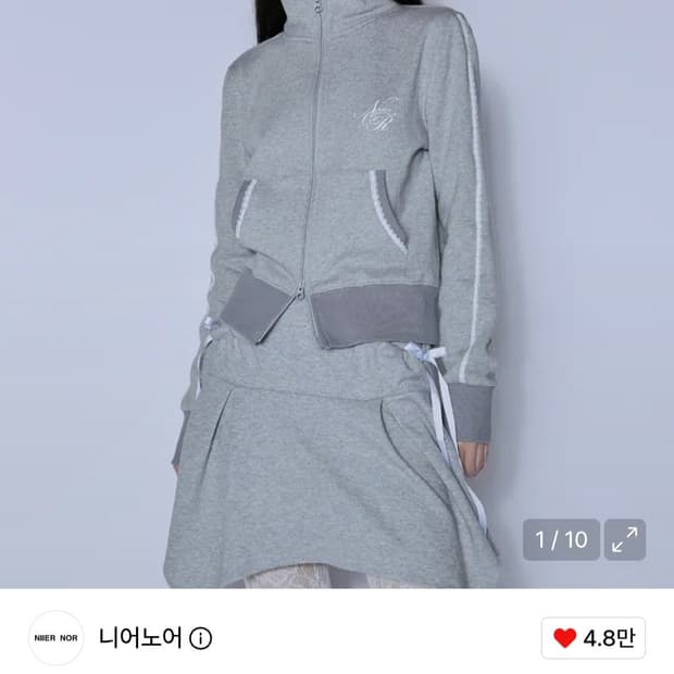 니어노어 LACE CURVE TRACK ZIP-UP 저지 집업