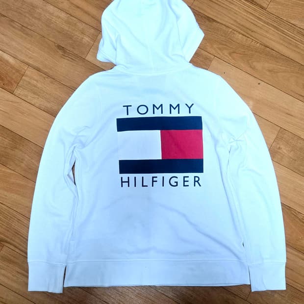 타미힐피거 스포츠 흰색 후드집업