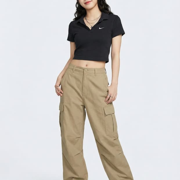 나이키 우먼스 에센셜 크롭 폴로 반팔 티셔츠