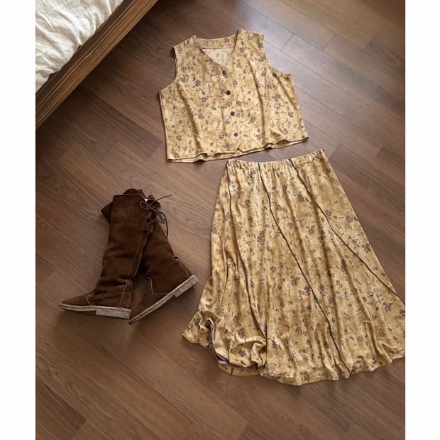 vintage flower two-piece set