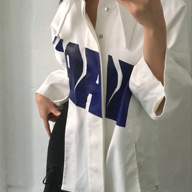XIMONLEE 사이먼리 17SS 레터링 화이트 셔츠