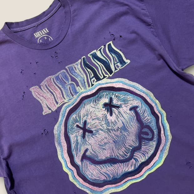 00s Nirvana 정식 라이선스 홀 데미지 티셔츠 XL 