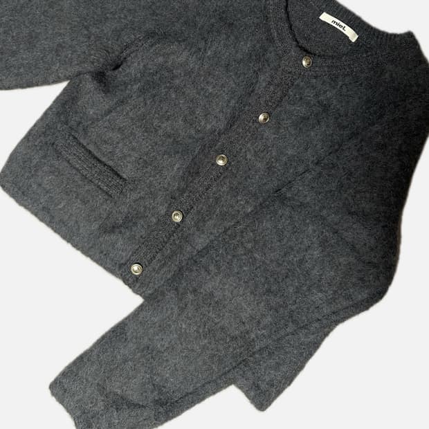 트위드 니트 가디건