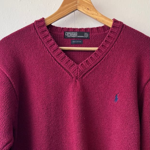 폴로바이랄프로렌 남성 브이넥코튼니트