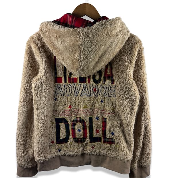 리즈리사돌 베이지 퍼 체크후드 집업2027