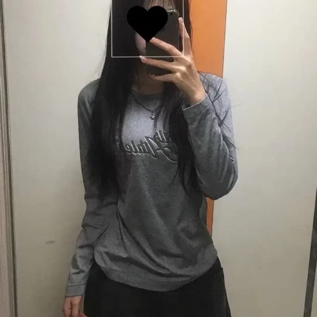 빈티지 프린팅 레터링 슬리브 긴팔티 