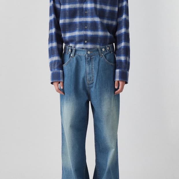 [4] 해칭룸 와이드 진 빈티지 워시드 블루